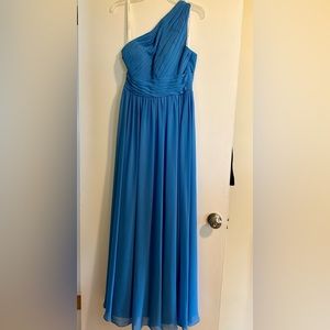Blue full length bridesmaids dress